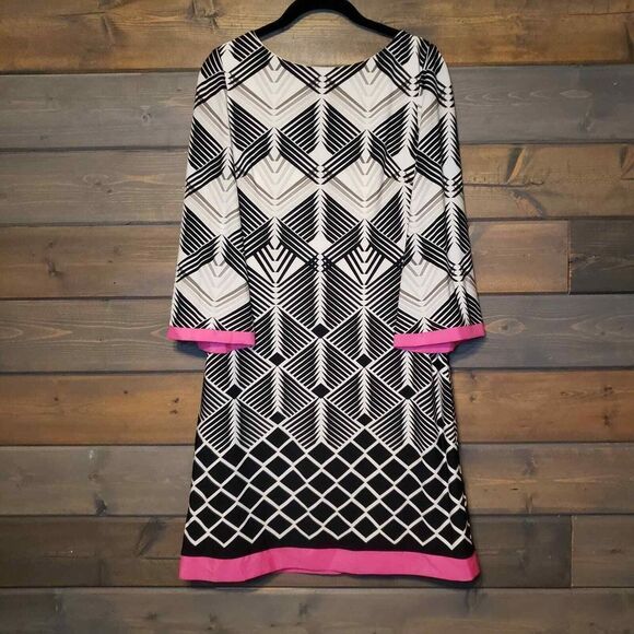 Eliza J Geometric Print 3/4 Sleeve Shift Dress Size 8 Multicolor - Picture 14 of 14